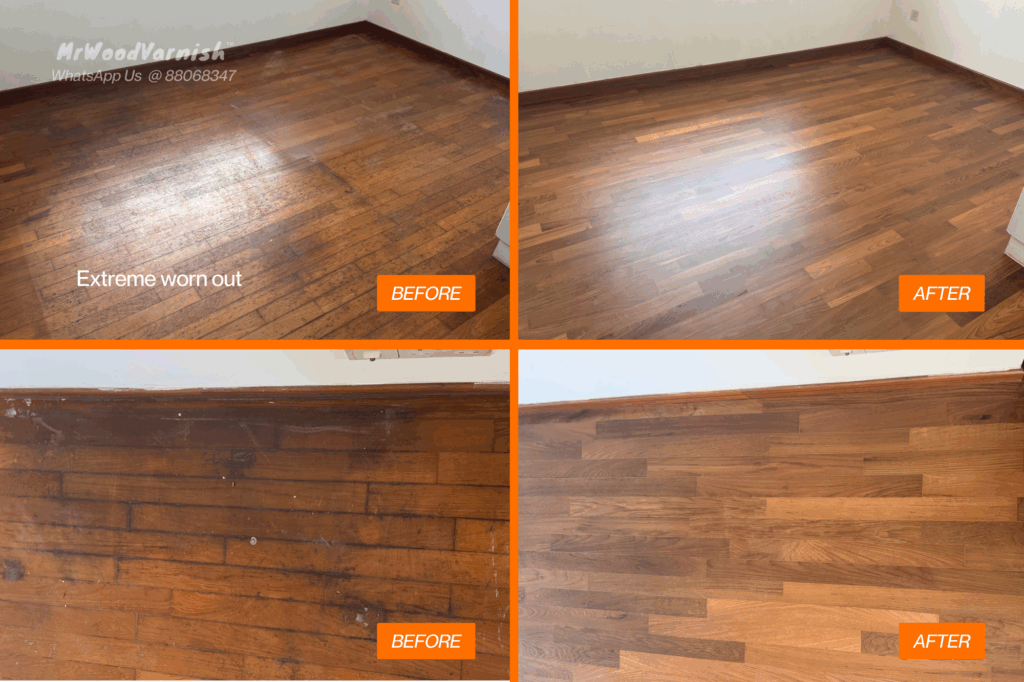 Parquet Sanding & Varnish at The Gardens at Bishan Condo Restore 12 year old floors to like new floors in 1 Day