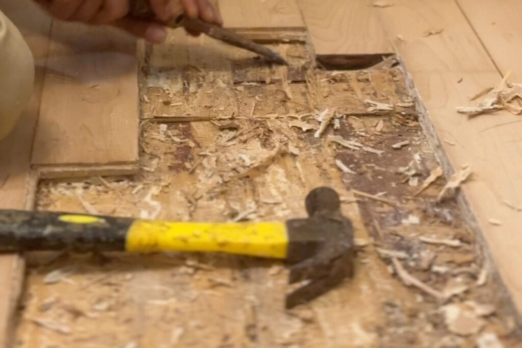 water damaged parquet